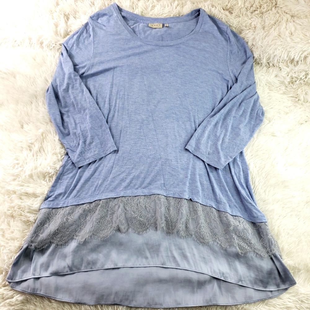 Logo by Lori Goldstein blue tunic shirt sz large